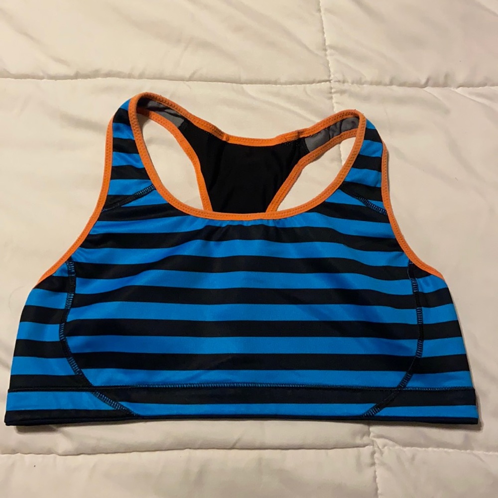 Nike Dri-Fit Blue and Black Striped Sports Bra